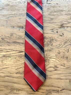 Robert Talbott Red Navy and Cream Diagonal Stripe Silk Tie